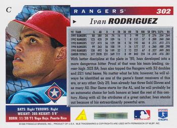 1996 Score #302 Ivan Rodriguez Back