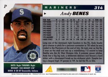 1996 Score #314 Andy Benes Back