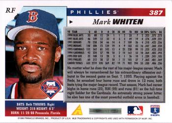 1996 Score #387 Mark Whiten Back