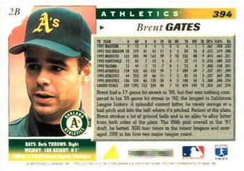 1996 Score #394 Brent Gates Back