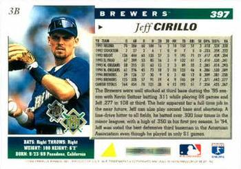 1996 Score #397 Jeff Cirillo Back