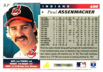 1996 Score #400 Paul Assenmacher Back