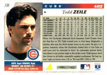 1996 Score #402 Todd Zeile Back