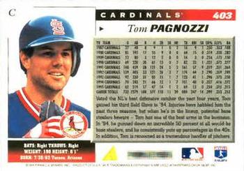 1996 Score #403 Tom Pagnozzi Back