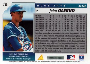 1996 Score #413 John Olerud Back