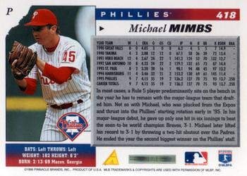 1996 Score #418 Michael Mimbs Back