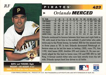 1996 Score #423 Orlando Merced Back