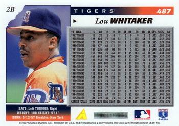 1996 Score #487 Lou Whitaker Back