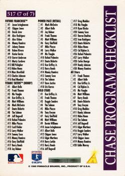 1996 Score #517 Chase Program Checklist Back