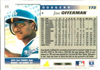 1996 Score #172 Jose Offerman Back