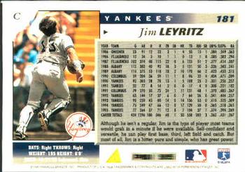 1996 Score #181 Jim Leyritz Back