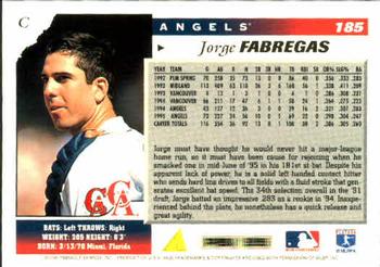 1996 Score #185 Jorge Fabregas Back