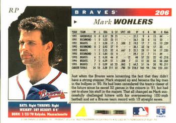 1996 Score #206 Mark Wohlers Back