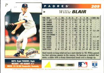 1996 Score #209 Willie Blair Back