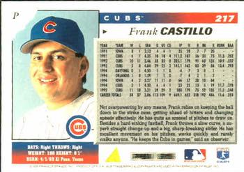 1996 Score #217 Frank Castillo Back