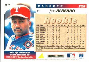 1996 Score #226 Jose Alberro Back