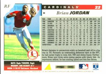 1996 Score #22 Brian Jordan Back