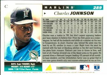 1996 Score #289 Charles Johnson Back