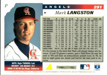 1996 Score #291 Mark Langston Back