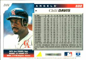 1996 Score #332 Chili Davis Back