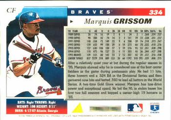 1996 Score #334 Marquis Grissom Back