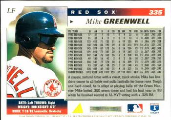 1996 Score #335 Mike Greenwell Back