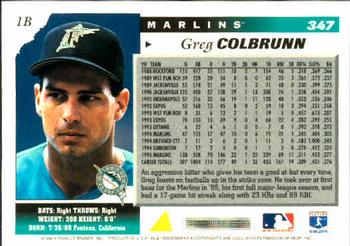 1996 Score #347 Greg Colbrunn Back