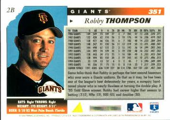 1996 Score #351 Robby Thompson Back