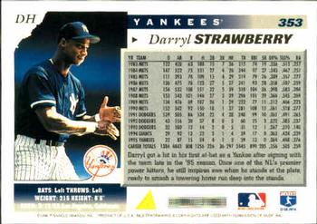 1996 Score #353 Darryl Strawberry Back
