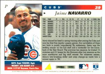 1996 Score #39 Jaime Navarro Back