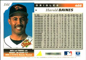 1996 Score #408 Harold Baines Back