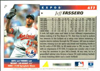 1996 Score #411 Jeff Fassero Back