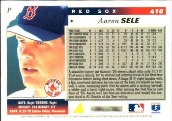 1996 Score #416 Aaron Sele Back