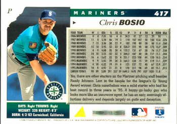 1996 Score #417 Chris Bosio Back