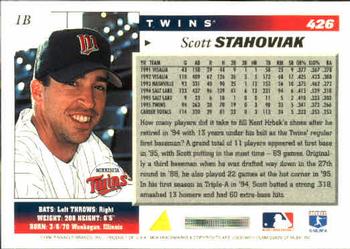 1996 Score #426 Scott Stahoviak Back