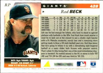 1996 Score #428 Rod Beck Back