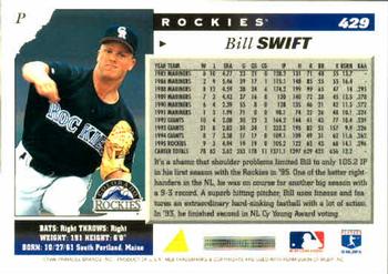 1996 Score #429 Bill Swift Back
