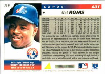 1996 Score #431 Mel Rojas Back