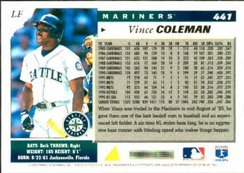 1996 Score #441 Vince Coleman Back