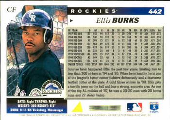 1996 Score #442 Ellis Burks Back