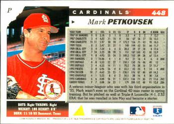 1996 Score #448 Mark Petkovsek Back