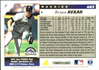 1996 Score #463 Bryan Rekar Back