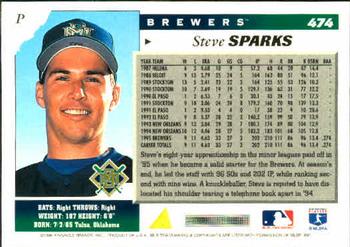1996 Score #474 Steve Sparks Back