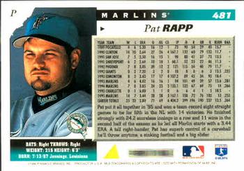 1996 Score #481 Pat Rapp Back