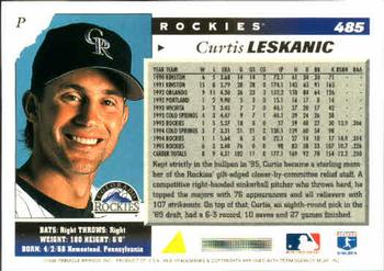 1996 Score #485 Curtis Leskanic Back