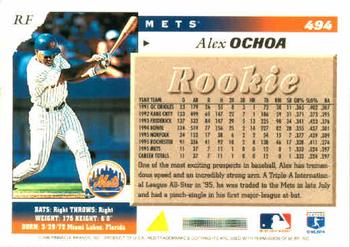 1996 Score #494 Alex Ochoa Back