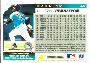 1996 Score #49 Terry Pendleton Back