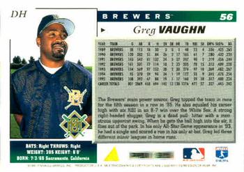 1996 Score #56 Greg Vaughn Back