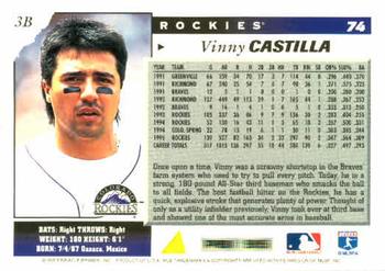 1996 Score #74 Vinny Castilla Back