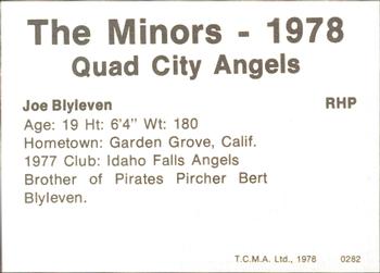1978 TCMA Quad City Angels #4 Joe Blyleven Back